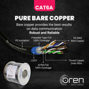 Oren CAT6A 50m Outdoor Ethernet Cable - Direct Burial - 23 AWG Pure Copper Wire - 500 MHz Bandwidth U/FTP, LAN Network Cable โ 10GbE