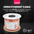 Oren CAT6 100m Ethernet Cable - 23 AWG - Pure Copper Wire - 400 MHz Bandwidth UTP Internet LAN Network Cable – Gigabit High Speed Ethernet Cable
