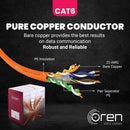 Oren CAT6 305m Ethernet Cable - 23 AWG - Pure Copper Wire - 400 MHz Bandwidth UTP Internet LAN Network Cable -  Gigabit