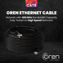 Oren CAT6 30m Outdoor Ethernet Cable LAN - Direct Burial - Patch Cord | High-Speed 1Gbps | Pure Copper 23 AWG - Premium Network Cable with RJ45 Connector
