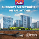 Oren CAT6 50m Outdoor Ethernet Cable LAN - Direct Burial - Patch Cord | High-Speed 1Gbps | Pure Copper 23 AWG - Premium Network Cable with RJ45 Connector