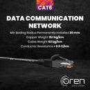 Oren CAT6 30m Outdoor Ethernet Cable LAN - Direct Burial - Patch Cord | High-Speed 1Gbps | Pure Copper 23 AWG - Premium Network Cable with RJ45 Connector