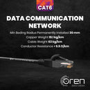 Oren CAT6 50m Outdoor Ethernet Cable LAN - Direct Burial - Patch Cord | High-Speed 1Gbps | Pure Copper 23 AWG - Premium Network Cable with RJ45 Connector