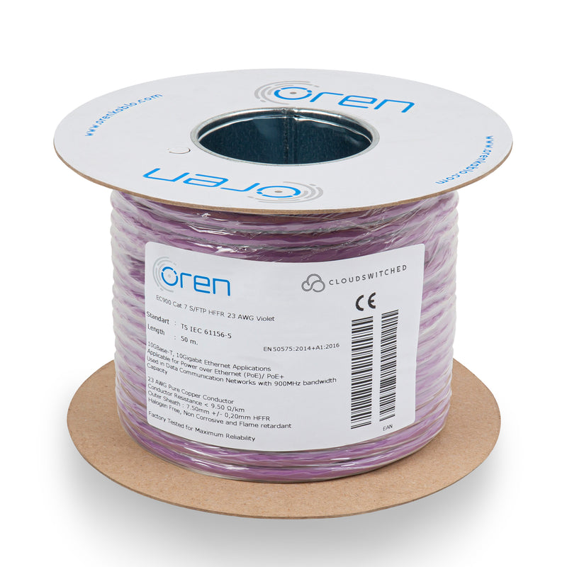 Oren CAT7 50m Ethernet Cable - 23 AWG - Pure Copper Wire - 900 MHz Bandwidth S/FTP Internet LAN Network Cable - 10GbE Ethernet Cable