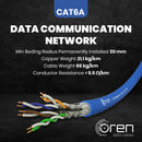 Oren CAT6A 100m Ethernet Cable - 23 AWG Pure Copper Wire - 500 MHz Bandwidth U/FTP, LAN Network Cable – 10GbE