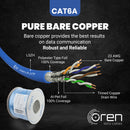 Oren CAT6A 100m Ethernet Cable - 23 AWG Pure Copper Wire - 500 MHz Bandwidth U/FTP, LAN Network Cable – 10GbE