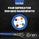 Oren CAT6A 50m Ethernet Cable - 23 AWG Pure Copper Wire - 500 MHz Bandwidth U/FTP, LAN Network Cable – 10GbE