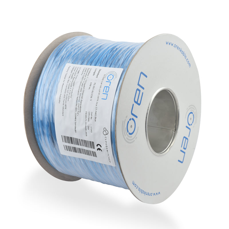 Oren CAT6A 100m Ethernet Cable - 23 AWG Pure Copper Wire - 500 MHz Bandwidth U/FTP, LAN Network Cable – 10GbE