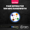 Oren CAT6A 50m Outdoor Ethernet Cable - Direct Burial - 23 AWG Pure Copper Wire - 500 MHz Bandwidth U/FTP, LAN Network Cable – 10GbE