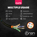 Oren CAT6 Outdoor Ethernet Cable 50M - Direct Burial - 23 AWG Pure Copper Wire - 400 MHz Bandwidth UTP, LAN Network Cable - Gigabit