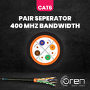 Oren CAT6 Outdoor Ethernet Cable 50M - Direct Burial - 23 AWG Pure Copper Wire - 400 MHz Bandwidth UTP, LAN Network Cable - Gigabit