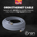 Oren CAT6 20m Ethernet Cable LAN - Patch Cord | High-Speed 10Gbps | Pure Copper 24 AWG Stranded - Premium Network Cable with RJ45 Connector