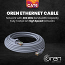 Oren CAT6 10m Ethernet Cable LAN - Patch Cord | High-Speed 10Gbps | Pure Copper 24 AWG Stranded - Premium Network Cable with RJ45 Connector