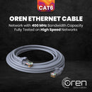 Oren CAT6 5m Ethernet Cable LAN - Patch Cord | High-Speed 10Gbps | Pure Copper 24 AWG Stranded - Premium Network Cable with RJ45 Connector