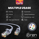 Oren CAT6 5m Ethernet Cable LAN - Patch Cord | High-Speed 10Gbps | Pure Copper 24 AWG Stranded - Premium Network Cable with RJ45 Connector