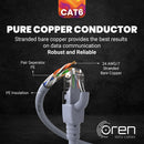 Oren CAT6 1m Ethernet Cable LAN - Patch Cord | High-Speed 10Gbps | Pure Copper 24 AWG Stranded - Premium Network Cable with RJ45 Connector