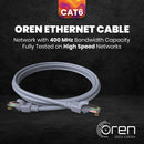 Oren CAT6 2m Ethernet Cable LAN - Patch Cord | High-Speed 10Gbps | Pure Copper 24 AWG Stranded - Premium Network Cable with RJ45 Connector
