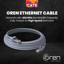 Oren CAT6 3m Ethernet Cable LAN - Patch Cord | High-Speed 10Gbps | Pure Copper 24 AWG Stranded - Premium Network Cable with RJ45 Connector