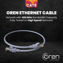 Oren CAT6 0.5m (50cm) Ethernet Cable LAN - Patch Cord | High-Speed 10Gbps | Pure Copper 24 AWG Stranded - Premium Network Cable with RJ45 Connector