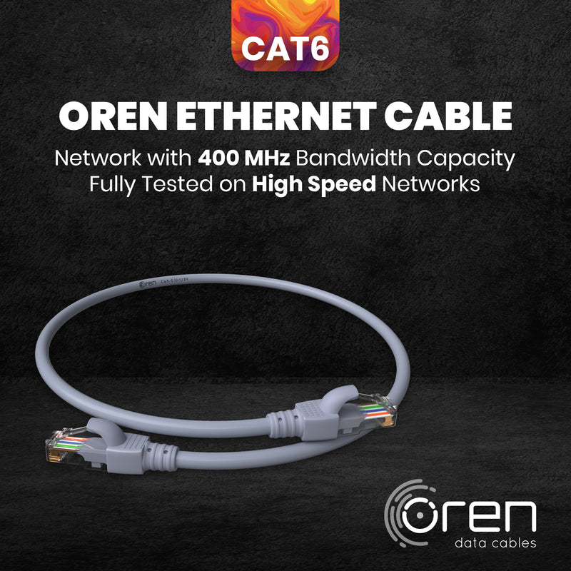Oren CAT6 0.5m (50cm) Ethernet Cable LAN - Patch Cord | High-Speed 10Gbps | Pure Copper 24 AWG Stranded - Premium Network Cable with RJ45 Connector