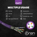Oren CAT7 50m Ethernet Cable - 23 AWG - Pure Copper Wire - 900 MHz Bandwidth S/FTP Internet LAN Network Cable - 10GbE Ethernet Cable