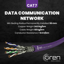 Oren CAT7 50m Ethernet Cable - 23 AWG - Pure Copper Wire - 900 MHz Bandwidth S/FTP Internet LAN Network Cable - 10GbE Ethernet Cable