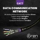 Oren CAT7 100m Outdoor Ethernet Cable - Direct Burial - 23 AWG Pure Copper Wire - 900 MHz Bandwidth S/FTP, LAN Network Cable – 10GbE