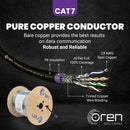 Oren CAT7 100m Outdoor Ethernet Cable - Direct Burial - 23 AWG Pure Copper Wire - 900 MHz Bandwidth S/FTP, LAN Network Cable – 10GbE