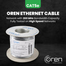 Oren CAT5e 100m Ethernet Cable - 24 AWG - Pure Copper Wire - 200 MHz Bandwidth UTP Internet LAN Network Cable -  Gigabit Ethernet Cable