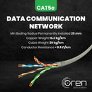 Oren CAT5e 100m Ethernet Cable - 24 AWG - Pure Copper Wire - 200 MHz Bandwidth UTP Internet LAN Network Cable -  Gigabit Ethernet Cable