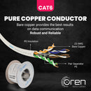 Oren CAT6 50m Slim Ethernet Cable Slim White - 23 AWG - Pure Copper Wire - 250 MHz Bandwidth UTP Internet LAN Network Cable -  Gigabit