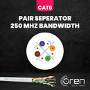 Oren CAT6 50m Slim Ethernet Cable Slim White - 23 AWG - Pure Copper Wire - 250 MHz Bandwidth UTP Internet LAN Network Cable -  Gigabit